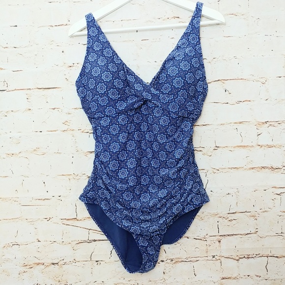 Niptuck Swim Other - Blue Mediterranean Print Whole Piece Swim Suit 10